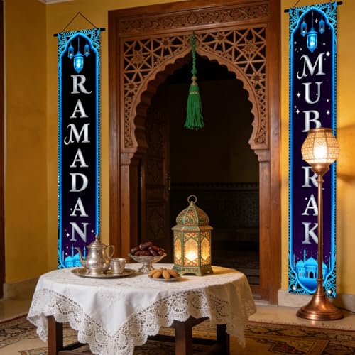 Nuxovilar Ramadan Porch Sign Entrance Banner Set 12x71in Polyester - color: hd13424