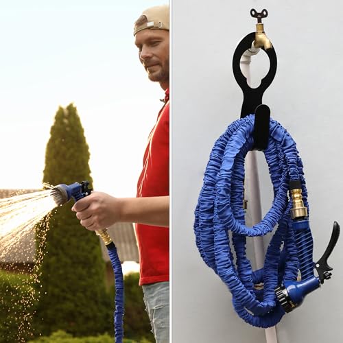 UNCO- Garden Hose Holder, Metal, 2 Pack, Fits 50' of 5/8" Hose, Water Hose Hanger for Outside, Portable and Hanging Carrier - size: 2 Pack