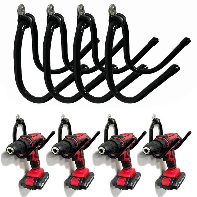 AUXPhome Power Tool Organizer - Wall Mount Garage Storage Rack, Hanger Hooks for Drills, Cables, Accessories & Tool Box - Holds 4 Drills