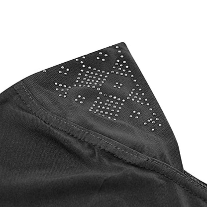ZGMYC Women Shiny Rhinestones Muslim Hijab Elegant Long Turban Cap Head Wrap Scarf - color: Black