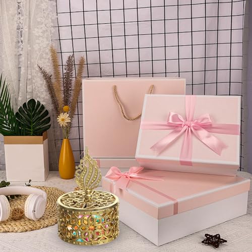 Eforcase 12PCS Royal Golden Clear Candy Boxes with Ornate Crown-Shaped Lid for Ramadan, Eid, Weddings, Parties & Gifts - color: golden clear