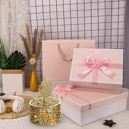Eforcase 12PCS Royal Golden Clear Candy Boxes with Ornate Crown-Shaped Lid for Ramadan, Eid, Weddings, Parties & Gifts - color: golden clear