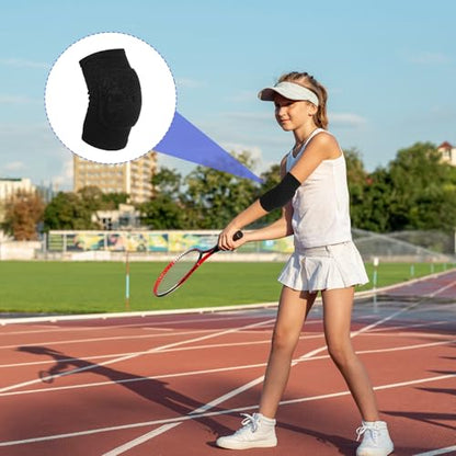 1 Pair Elbow Pads, Breathable Arm Brace Pads Anti-Collision Elbow Protector Strap Support Fitness Volleyball Basketball Tennis Golfers Arm Protector with Padded for Men and Women Elderly (Black, S)