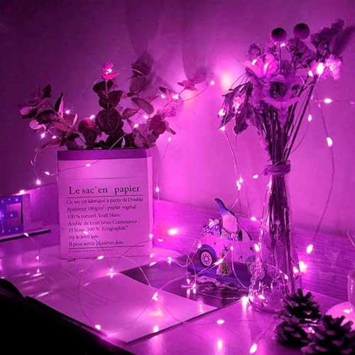 24 Pack Pink Fairy Lights 7Ft 20 LED Twinkle String Lights 3 Modes Battery Operated Waterproof Firefly Starry for Mason Jar Party Wedding Christmas Valentines Day Table Centerpieces - color: Pink, size: 24