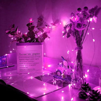 24 Pack Pink Fairy Lights 7Ft 20 LED Twinkle String Lights 3 Modes Battery Operated Waterproof Firefly Starry for Mason Jar Party Wedding Christmas Valentines Day Table Centerpieces - color: Pink, size: 24