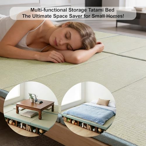 Japanese Tatami Mat, Tatami, Rug, Foldable Mattress, Roll up Rug, Japanese Floor Mattress, Floor Sleeping Japanese Futon Mattress, Meditation Yoga, Zen - size: Green 75×200×3.5cm