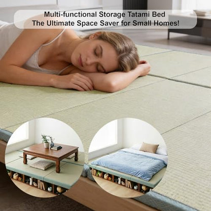 Japanese Tatami Mat, Tatami, Rug, Foldable Mattress, Roll up Rug, Japanese Floor Mattress, Floor Sleeping Japanese Futon Mattress, Meditation Yoga, Zen - size: Green 75×200×3.5cm