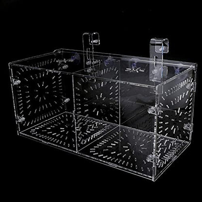 Fish Breeding Box Acrylic Fish Isolation Box Fish Seedlings Incubator Aquarium Fish Breeder Box with Isolation Board for Baby Fishes Shrimp Clownfish and Guppy(30CM*15CM*15CM)