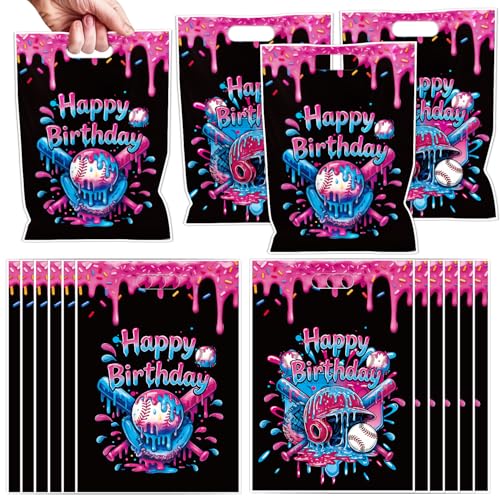Ice Cream Drip Baseball Party Favors - 50 Pcs Baseball Ice Cream Goodie Candy Bag Summer Sports Party Supplies for Sport Teams Birthday Decorations - color: Ice Cream Drip Baseball