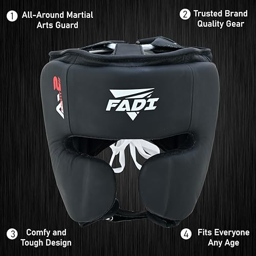 Authentic Series A2 Boxing Headgear - Premium Leather Head Guard for Kids and Adults in MMA, Kickboxing, Muay Thai, Karate, Martial Arts, and Taekwondo - color: Black, size: Small-Medium