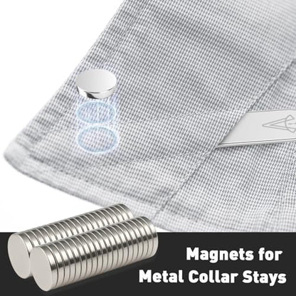Metal Collar Stay Magnets, Strong Magnets for Collar Stays Magnetic, Valued Pack in a Gift Box (Silver, 100Pcs) - size: 100Pcs