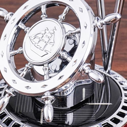 Scent-Infused Islamic Cultural Ship's Wheel Solar Car Ornament (Blue, Ocean) - color: Blue