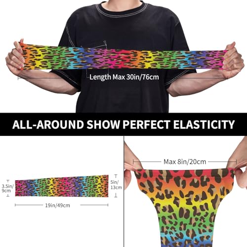 Cooling Arm Sleeves Cover Summer Sun Protection Arm Sleeves For Men Women Baseball Cycling Golf Running - color: Rainbow Leopard Print 15