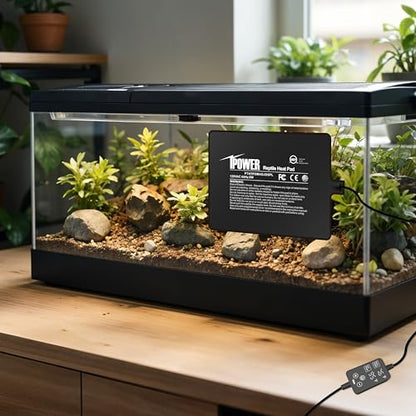 iPower 6 by 8 Inch 8W Reptile Heating Pad with Adjustable Thermostat, Under Tank Warmer Terrarium Heat Mat for Turtles/Snakes/Lizards/Frogs, and Other Reptiles - size: 6" x 8", style: Heat Pad - New
