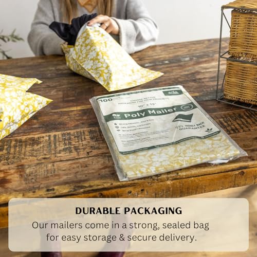 Poly Mailers 10x13 Inch 500 Pack Medium Shipping Bags Strong Thick Mailing Envelopes | Self Sealing Adhesive | Waterproof & Tear Resistant | Small Business Packaging - Floral Mustard Yellow - color: Yellow, size: 10x13 (500 Pack)