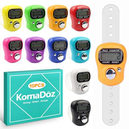 Digital Finger Clicker Counter - 5-Digit LCD Handheld Tally for Lap/Pitch/Knitting/Crochet/People Counting - Multi-Function Device for Classroom, Sports & Events