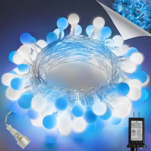 Connectable 43FT 100LED Globe String Lights Indoor, Classroom Lights - color: Blue and White, size: 1 Pack(100 LED)