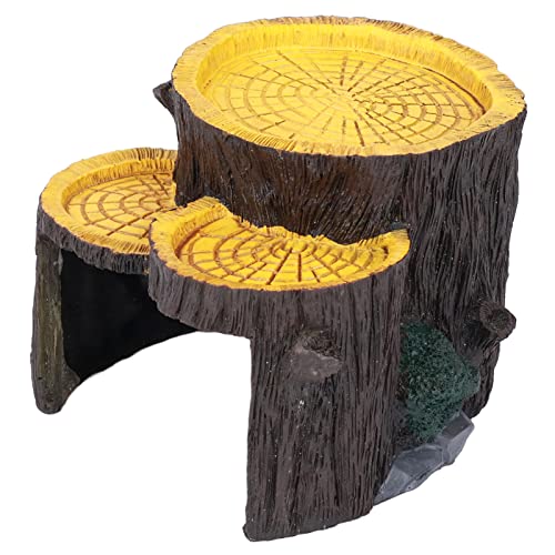 1 Piece Artificial Aquarium Stump, Resin, Food Platform, Stable, Realistic Design, Terrarium Cave Ornament for Shelter
