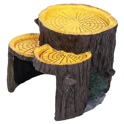 1 Piece Artificial Aquarium Stump, Resin, Food Platform, Stable, Realistic Design, Terrarium Cave Ornament for Shelter