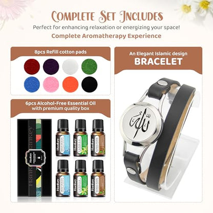 SHAHADA & Allah Bracelet AromatherapyOil Arabic Jewelry for Women–Perfect Ramadan & Islamic Gifts with Allah Pendant - color: ALLAHSilver