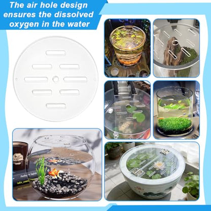 OLYCRAFT Acrylic Aquarium Anti-Jumping Lid Cover Clear Acrylic Plate Fishes Tank Cover with Hole 7.9 Inch Round Aquarium Protection Lid Aquariums Covers Lids to Prevent Fish for Turtles Shrimps Fish - size: 7.9 Inch