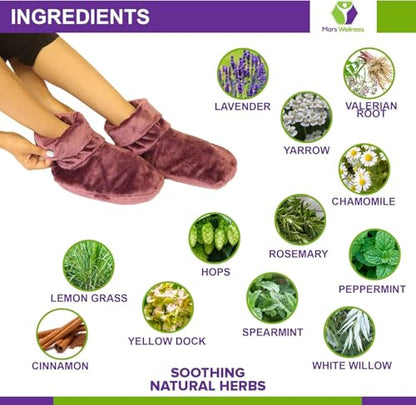 Mars Wellness Heated Microwavable Foot Booties - Microwavable Socks - Herbal Hot/Cold Deep Penetrating Herbal Aromatherapy Wrap Warmer (Mauve) - 2 Pack - color: Mauve, size: Pack of 2