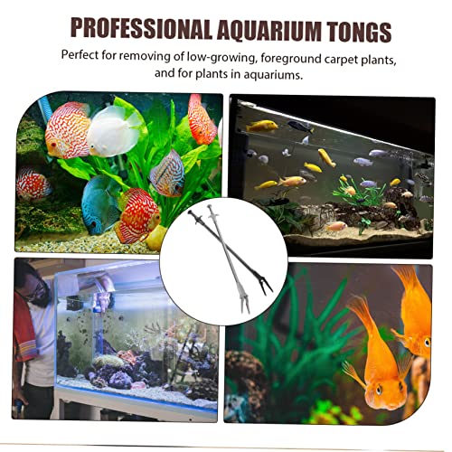 Aquarium Tweezers Extra Long Water Plants Tweezer Set Fish Tank 50cm Gray and Black Pair