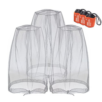 Anvin Mosquito Head Mesh Nets Gnat Face Netting for No See Ums Insects Bugs Gnats Biting Midges from Any Outdoor Activities, Works Over Most Hats Comes with Free Stock Pouches (3pcs, Grey) - color: Gray