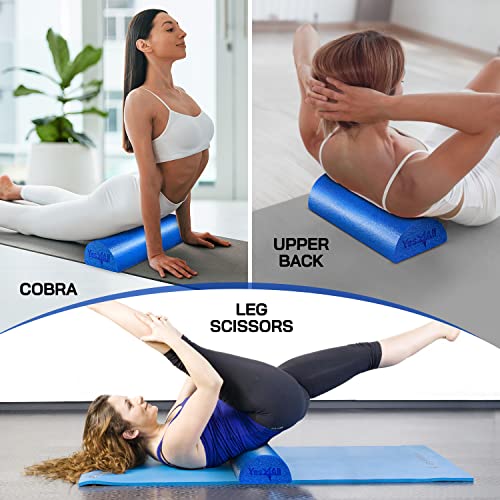 Yes4All Medium Firm Half Foam Rollers for Post-Workout Relaxation, 12/18/24/36 inch PE Foam Roll for Back Massage & Yoga Exercise - color: Half Blue, style: 12-inch