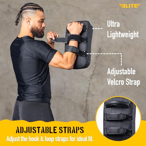 Elite Sports Muay Thai Kickboxing Training Pad for Kickboxing, MMA, Taekwondo, Karate. Ideal for Punches, Knees, and Kicks in Martial Arts Training (ONE PAD ONLY) - color: Solid Black