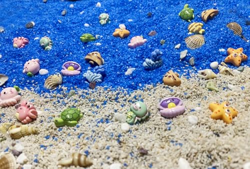 100 pcs Mini Ocean Resin Animals Plastic Animals Marine Miniature Aquarium Ornaments Decorations for DIY Fish Tank Potted Micro Fairy Garden Dollhouse (100PCS Marine Animal Set) - style: 100PCS Marine Animal Set