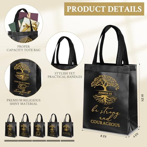 Sweetude 30 Pcs Bible Verse Christian Gift Bags Set, Black and Gold - color: Black and Gold