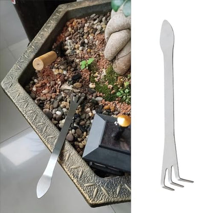 4 Pack Bonsai Rake Stainless Steel Bonsai Tree Root Rake Mini Kumade Bonsai Soil Cultivation Tool for Indoor Plants Root Loosening Houseplants Repotting House Plants in Decor Pots Seedling