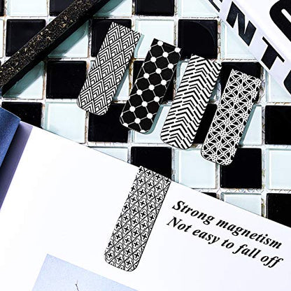 Zonon 24 Pcs Magnetic Bookmarks Bulk Clips Black White Classic Magnetic Page Markers Page Clip Bookmark Funny Bookmark Gifts for Reading Lover Party Favor Office Reading Supplies - style: Simple