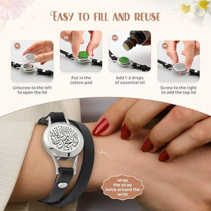 SHAHADA & Allah Bracelet AromatherapyOil Arabic Jewelry for Women–Perfect Ramadan & Islamic Gifts with Allah Pendant - color: SHAHADASilver