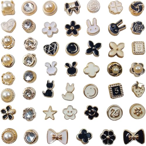 TIHOOD 100PCS Pearl Brooch Buttons, No Sew Instant Removable Reusable Cover Up Buttons Pins, Rhinestone Brooch Pins for Women Fashion, Replacement Safety Button