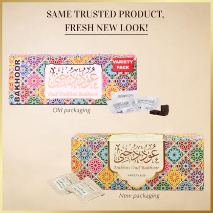 Oud Bakhoor Variety Box by Dukhni | Assorted Box | 30 Pieces Bakhoor | Gift Set & Refill Kit | Arabic Incense | Islamic Gifts, Eid & Ramadan Gift | Luxurious, Long Lasting