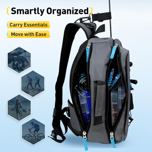 Small Fishing Bag with Rod Strap, Portable & Lightweight, Fish Small Tackle bag – Fits Tackle Boxes & Gear,Move Freely, Cast Smoothly - Fishing Gifts for Men - color: Dark Grey