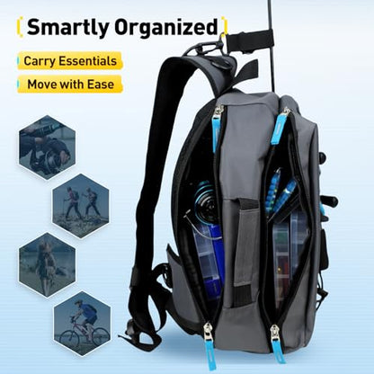 Small Fishing Bag with Rod Strap, Portable & Lightweight, Fish Small Tackle bag – Fits Tackle Boxes & Gear,Move Freely, Cast Smoothly - Fishing Gifts for Men - color: Dark Grey