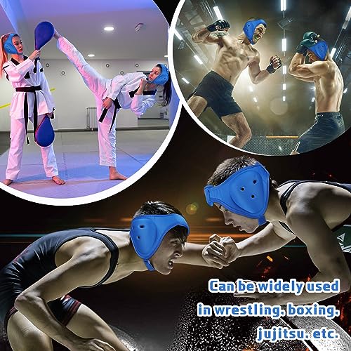 Jerify 2 Pcs Wrestling Headgear for Kids Youth Soft Grappling Headgear Wrestling Adjustable Ear Guard Protective(Blue) - color: Blue