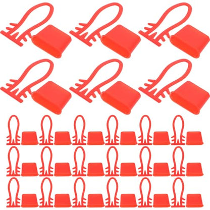 Artibetter 200pcs Red Plastic Mesh Bag Hooks with Clips for Egg and Vegetable Storage, Heavy-duty Woven Net Clasps for Kitchen, Produce Hanging Organization and Outdoor Use