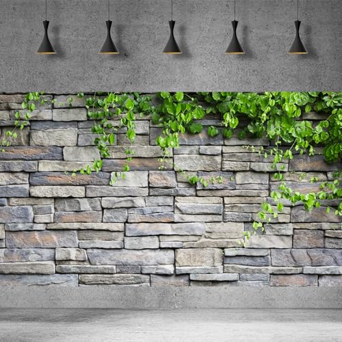 2 Packs Rock Wall Aquarium Background Stone Brick Wall Green Climbing Plants Reptile Tank Background Natural Rocky Fish Tank Backgrounds Rocky Walls Pattern Reptile Enclosure Backgrounds 24x16in - color: Brown_Grey, size: 24(W)x16(H)in