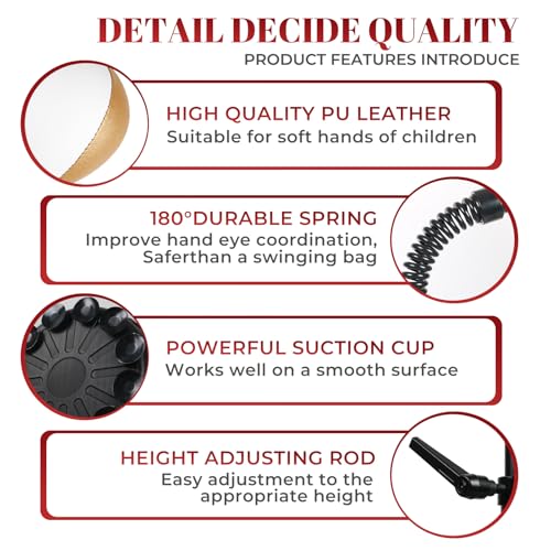 Boxing bar Reflex Speed Bag Punching Bag Free Standing Boxing Bag with Adjustable Height & Reinforced Spring Strong Durable Relief Stress Ball for MMA WWE Exercise（Black White Gold）
