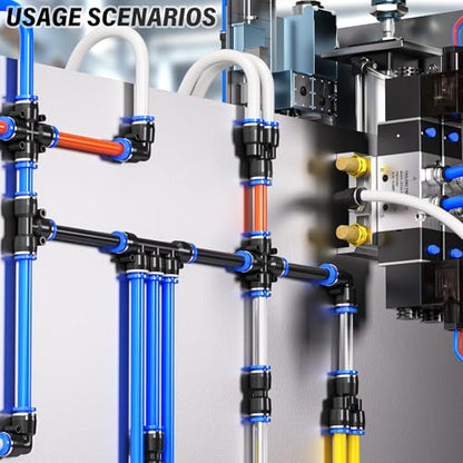 TAILONZ PNEUMATIC 12mm od Push to Connect Fittings Pneumatic Fittings Kit 5 Spliters+5 Elbows+5 tee+5 Straight (20 pcs) - color: Blue, size: 12MM OD/20PCS