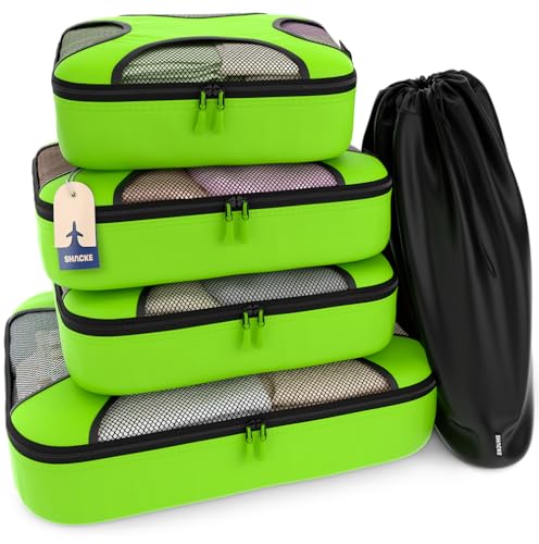 Shacke 5 Set Packing Cubes for Travel with Laundry Bag (Green Grass) - color: 5 Set - Green Grass, size: Set of 5