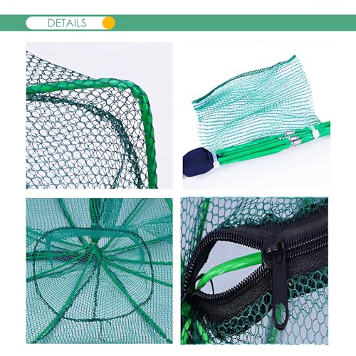 Foldable Bait Trap Fishing Net - Hand Cast Cage for Catching Fish Shrimp Crab Crawfish - color: Green, size: 12 Entrances