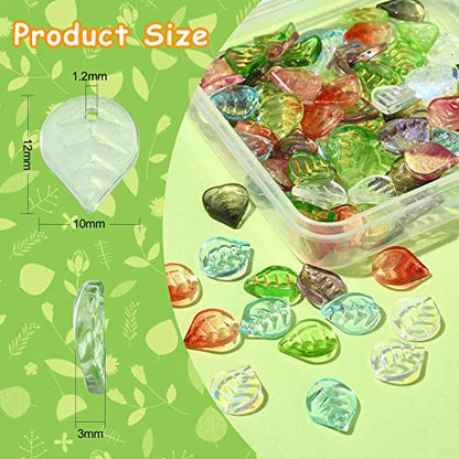 LiQunSweet 100 Pcs Glass Crystal Charms Glitter Mini Plant Leaf Charm for Jewelry Making DIY Accessories - color: Leaf Glass Charm_100 Pcs