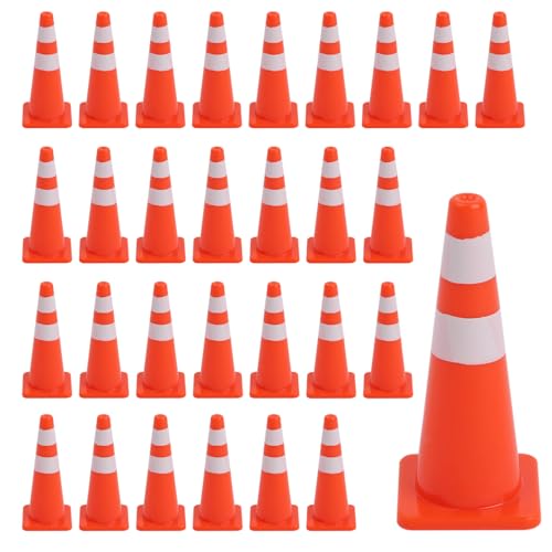30 Pcs Mini Traffic Cones, 1.8 inch Plastic Small Cones for Micro Road Signs Training Party Sports Early Educational