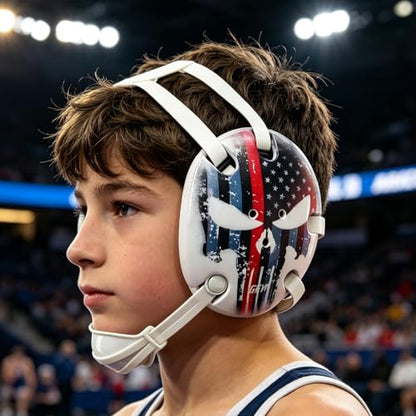 Wresling ear guard American Flag Thin Red Line Digital Printing Art(Adult&Youth) - size: Adult