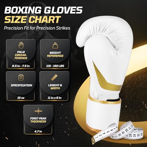 Flexzion Boxing Sparring Training Gloves Pro Muay Thai Kickboxing Heavy Bag Punching Mitts Wrist Wrap Full Contact Combat Sport Protective Hand Gear Martial Art Supply for Women & Teens, 10Oz - color: White